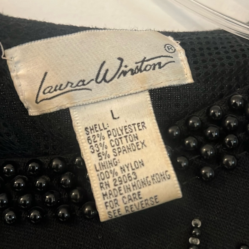 Vintage Laura Winston Black Beaded Midi Dress. (L) - Picture 6 of 6